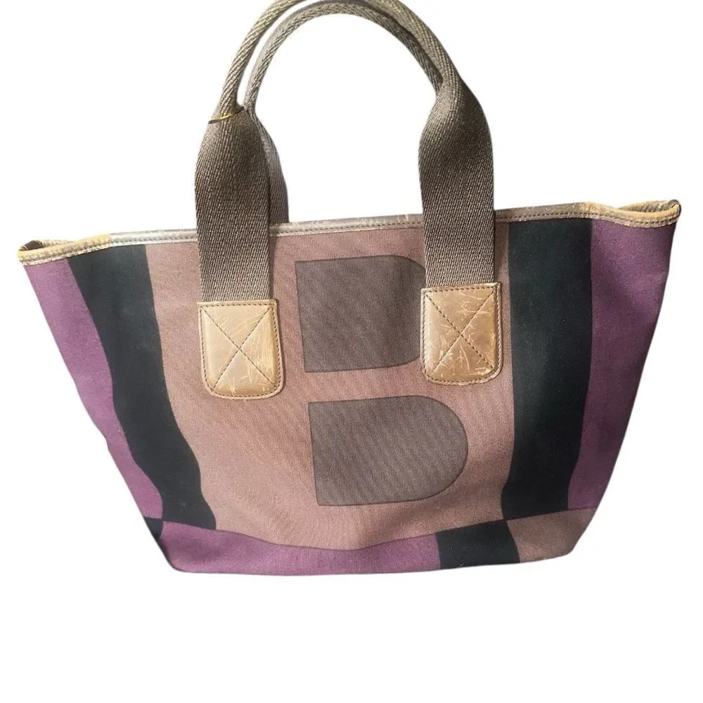 Bally Brown and Purple Tote Bag.